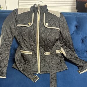 Vince Camuto Black and Tan Quilted Utility Jacket